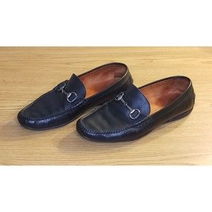 Peter Millar Loafers Men's Size 9.5 M Black Leather Horse Bit Slippers MC00F40